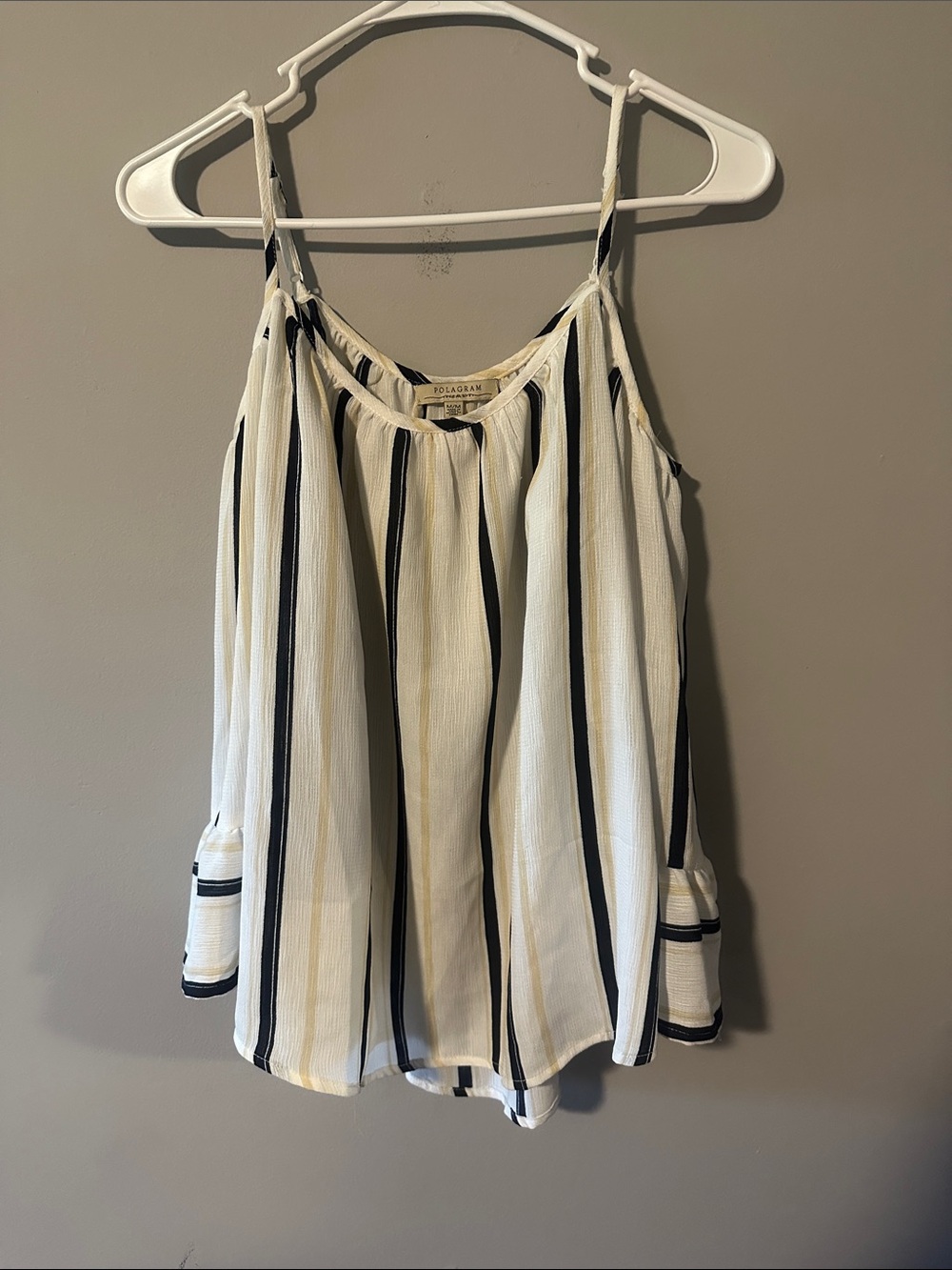 Polagram White and Navy Striped Spaghetti-Strap Camisole